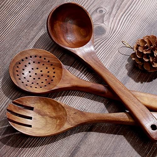 Wooden Kitchen Utensil Set Uncoated Dishwasher Safe Bamboo Cooking