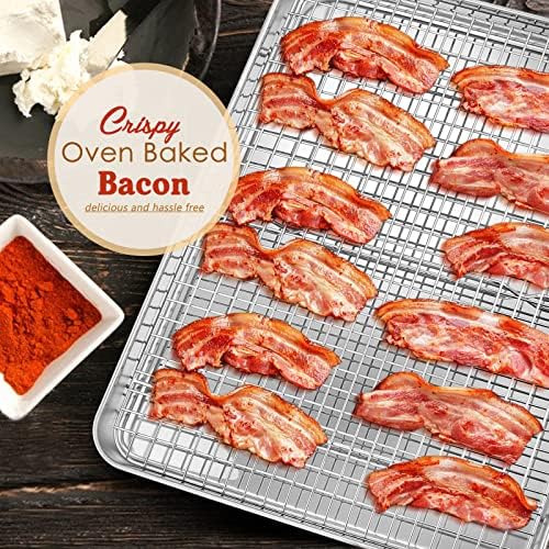 Half Sheet Baking Pan with Rack Set, E-far 18”x13” Cookie Sheet for