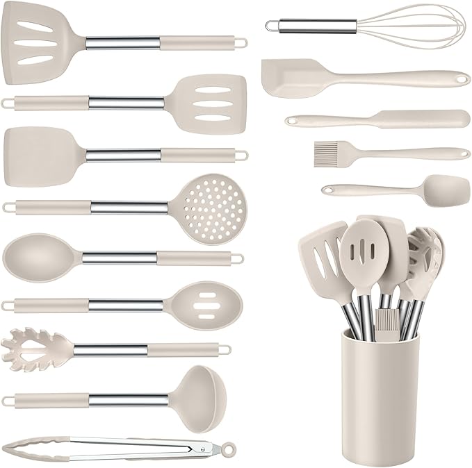 Onader Silicone Cooking Utensils Set of 15, Kitchen Utensils Set by Onader
