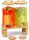 1.5 Gallon 2 PACK Glass Drink dispenser, Beverage Dispenser by MIWUYI
