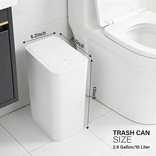 Compact Push-in Trash Can with Lid - Image 3