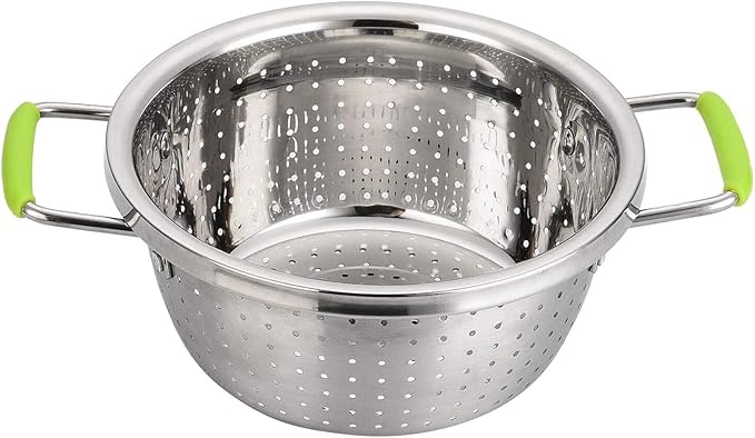Stainless Steel Deep Colander Micro-perforated 2.5 Quart Metal Food Strainer by Contiup