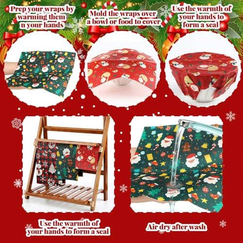 Ctosree 9-Pack Christmas Beeswax Food Wraps