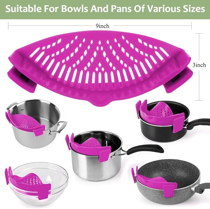 YEVIOR Clip on Strainer for Pots Pan Pasta, Silicone Food Strainer Hands-Free - Image 3