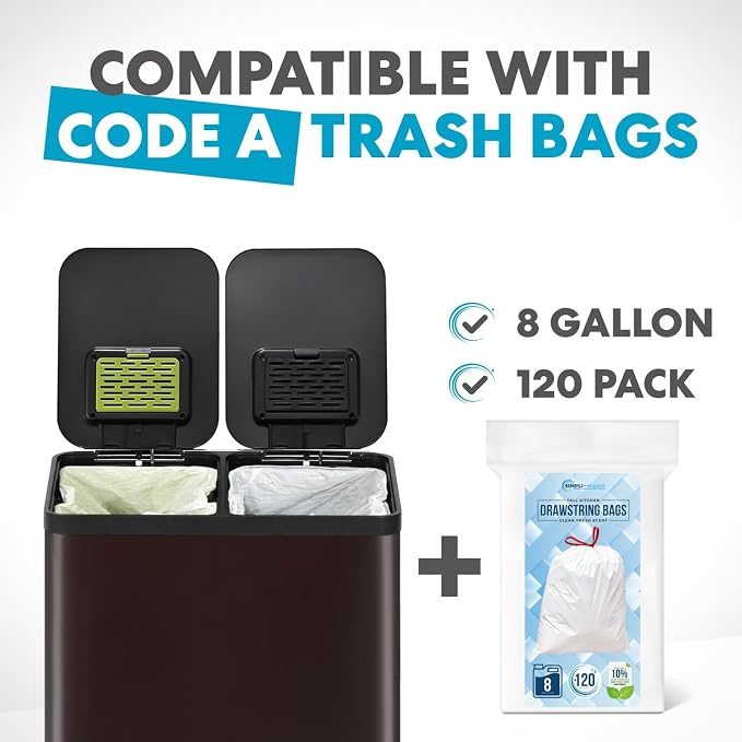 Simpli-Magic 60 Liter / 16 Gallon Rectangular Hands-Free Dual Compartment - Image 7