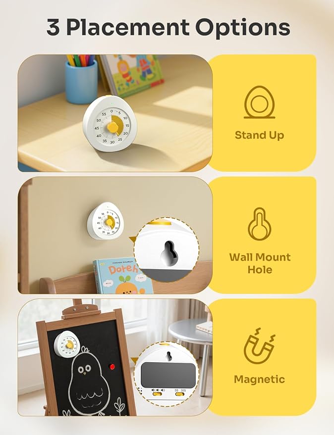 LIORQUE Visual Timer for Kids, 60-Minute Countdown Kitchen Timers for Cooking - Image 6