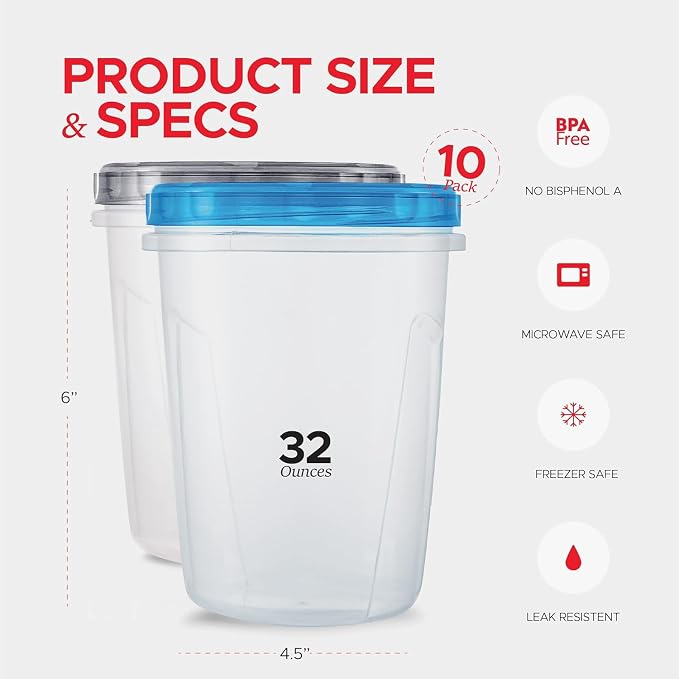 Tafura 10 Pack Leakproof Freezer Containers - Image 4
