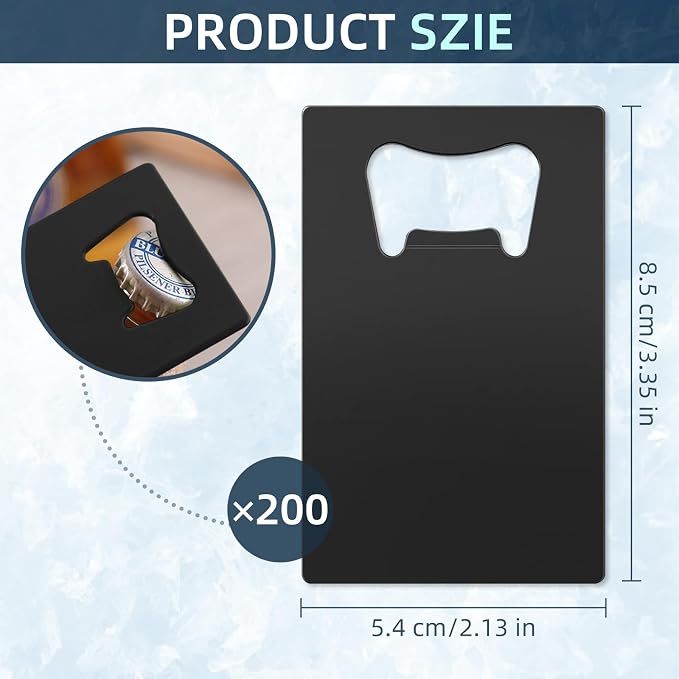 200 Pcs Credit Card Bottle Opener Bulk, Stainless Steel Metal Card Beer Bottle - Image 2