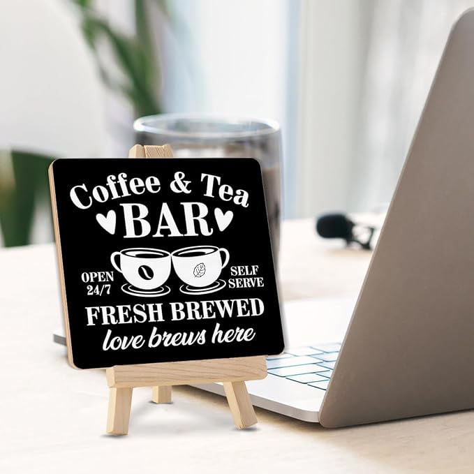 Coffee Bar Decor, Tea Station, Coffee and Tea Bar Wood Sign - Image 3