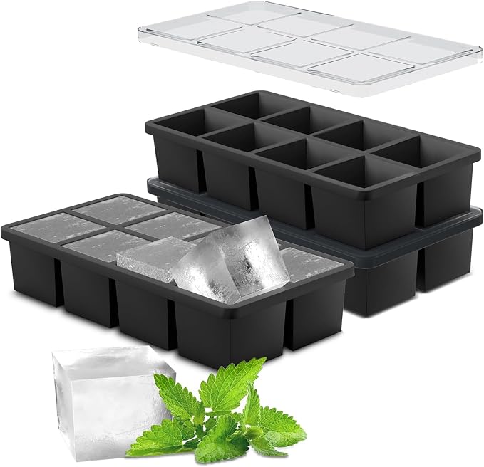 Samuelworld Large Silicone Ice Cube Tray Molds, Big 2 Inch Cubes 3 Pack by Samuelworld