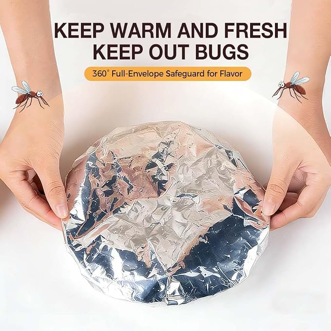 2026 New Reusable Aluminum Foil Food Covers, Pop Up Tin Foil Food Insulation - Image 7