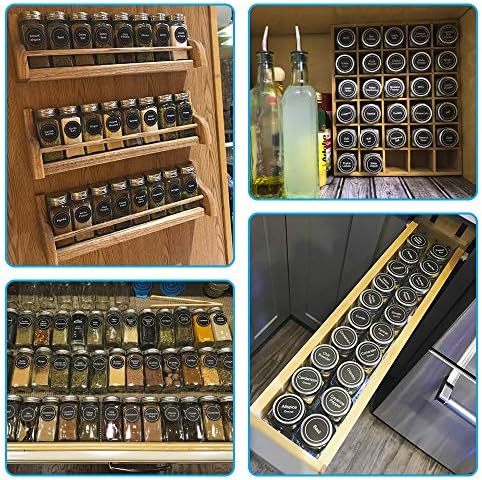 AOZITA 24 Pcs Glass Spice Jars with Labels - 4oz Empty Square Spice