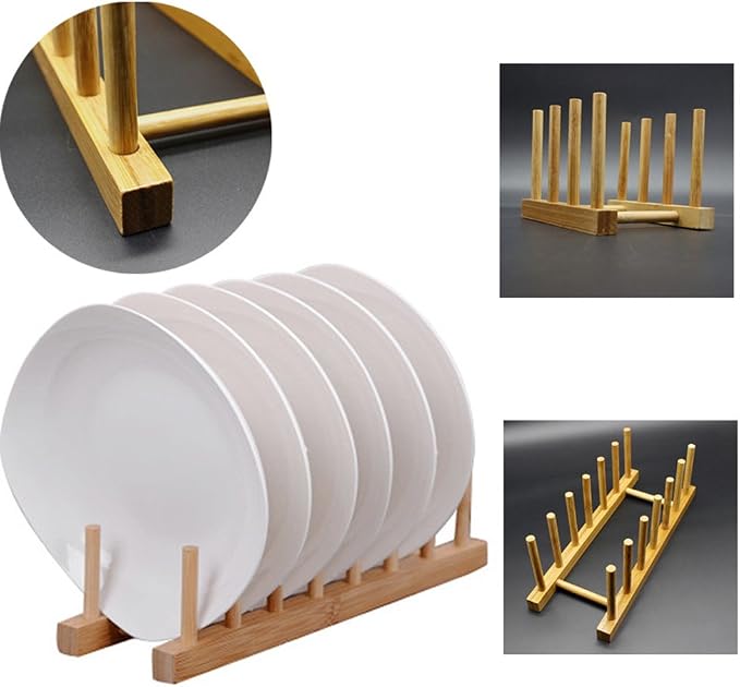 YWSHF Bamboo Wooden Dish Rack Dishes Drainboard Drying Drainer Storage Holder - Image 6
