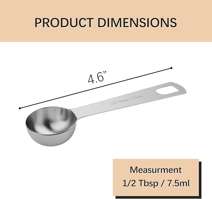 2PCS 1/2tbsp Single Measuring Spoon, Stainless Steel Individual Teaspoons Only - Image 2