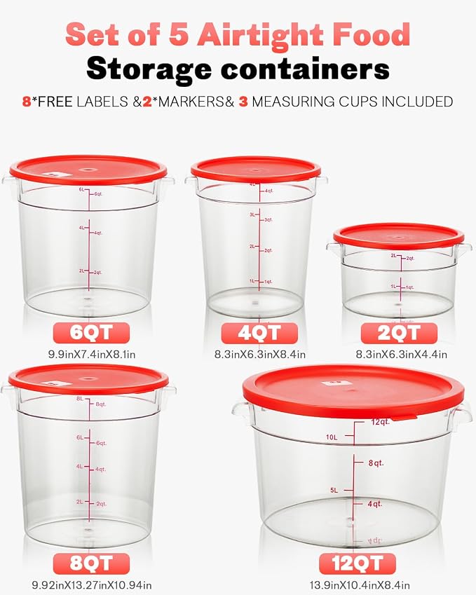 6QT NSF Round Food Storage Containers - Image 7