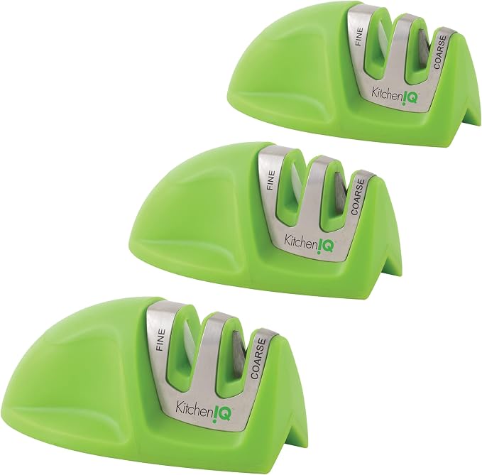 KitchenIQ 51422 | Edge Grip 2-Stage Knife Sharpener | Green – 3 Pack | Coarse & by SmithsConsumerProductsInc