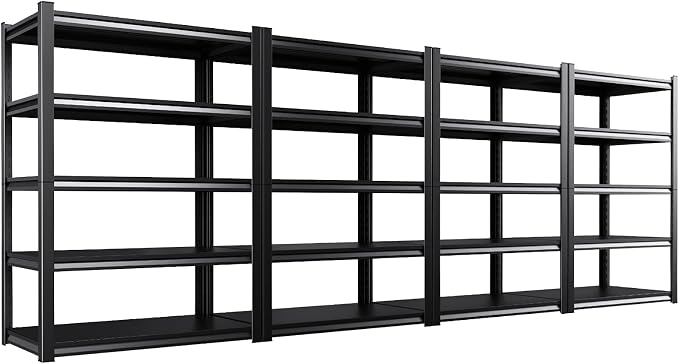 Set of 4 All Metal Garage Shelving by Unknown