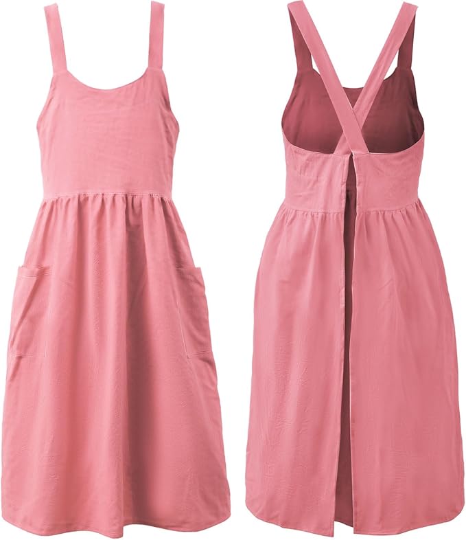 Uaussi Cotton Linen Apron Cross Back Work Apron by Uaussi