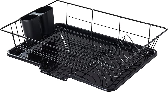 Space-Saving 3-Piece Dish Drainer Rack Set by SweetHomeCollection