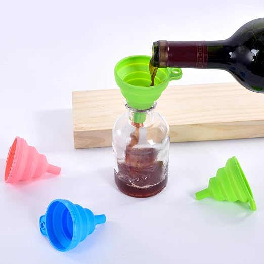 Kitchen Silicone Collapsible Funnel Set of 3, Small and Large, - Image 4