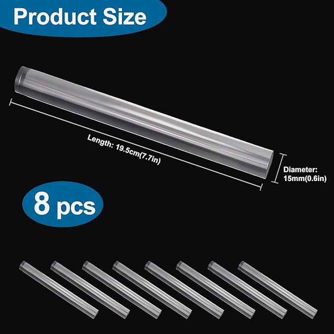 8pcs Acrylic Clay Roller, Plastic Clear Round Tube Roller Pin Polymer Clay Tools - Image 2