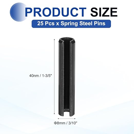 MECCANIXITY 25Pcs Slotted Split Roll Pins 3/10 Inch Dia. 1-3/5 Inch Length 65Mn - Image 2