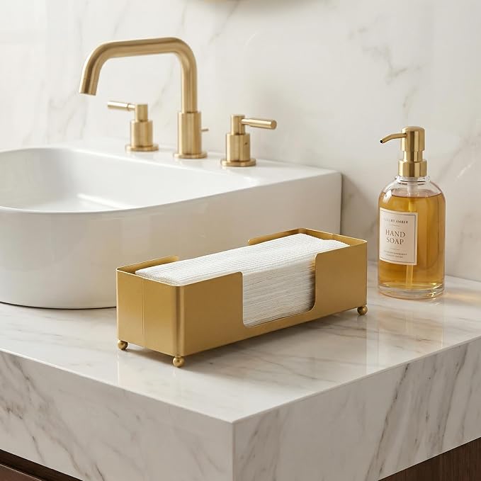 MyGift Gold Paper Towel Holder, Toilet Paper Towel Dispenser - Image 3