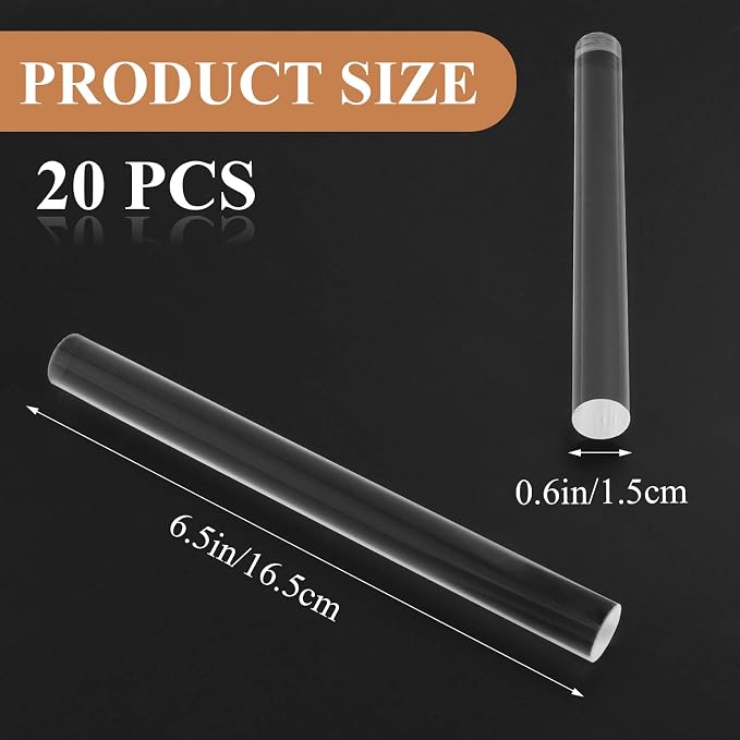 20 Pcs Acrylic Clay Roller, 6.5 Inch Round Tube Roller Pin Plastic Rolling Pin - Image 5