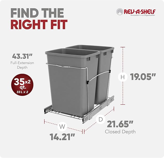 Rev-A-Shelf Double Pullout Trash Can - Image 3