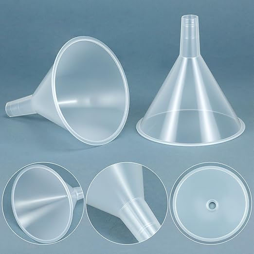 QWORK Plastic Funnels with Long Spout, 6 Pack Clear Wide-Mouth Bottle Filling - Image 5