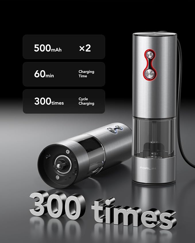 FORLIM Rechargeable Electric Salt and Pepper Grinder Set, Dual-Speed Control - Image 2