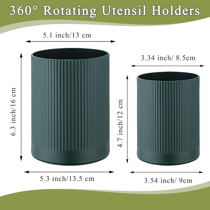 HOMQUEN 360° Rotating Utensil Holder, 6.3''+4.7'' Plastic Kitchen Utensil Holder - Image 2