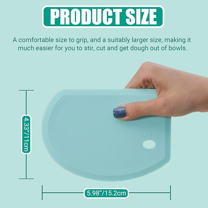 Silicone Dough Scraper with Stainless Steel Sheet, Curved Edge Flexible Bowl - Image 3
