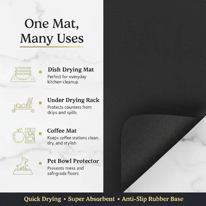Dish Drying Mat Super Absorbent – 16" x 12" Coffee Mat - Image 3