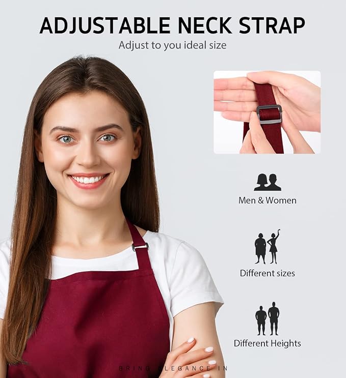 Syntus Apron for Men Women, Adjustable Cooking Kitchen Chef Aprons - Image 5