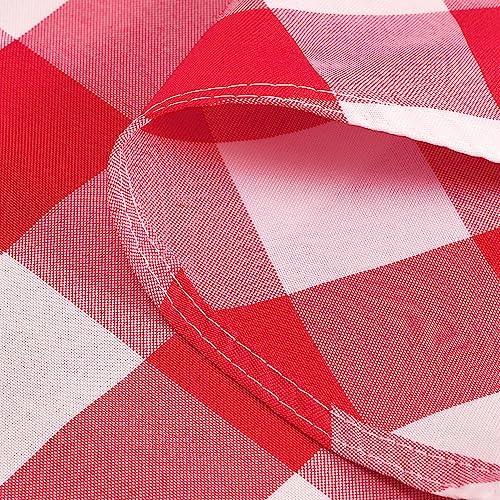 Hiasan Checkered Round Tablecloth 60 Inch Waterproof, Red and White