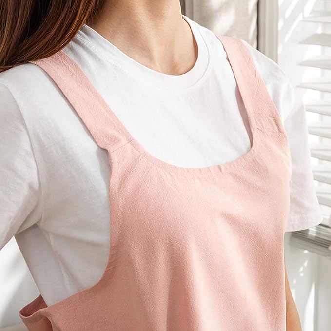 Cotton Cross Back Aprons Solid Color Cooking Kitchen Garden Smock - Image 5
