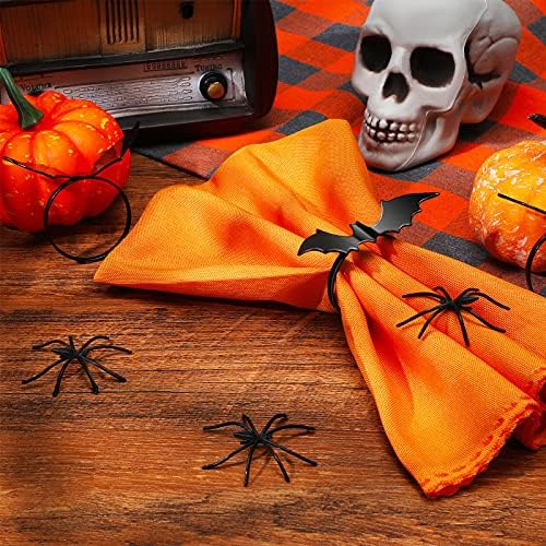 CHENGU 12 Pcs Halloween Bat Napkin Rings, Black Metal Alloy Napkin