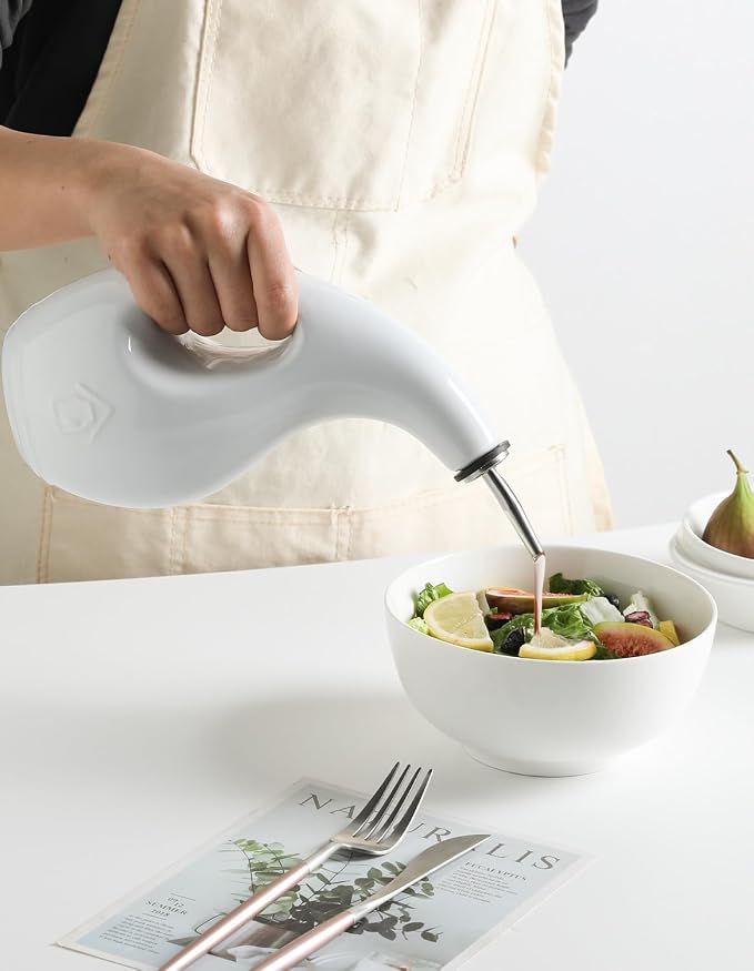 Sweejar Ceramic Olive Oil Dispenser Bottle, 24 Oz Opaque Cruet Protects EVOO - Image 5