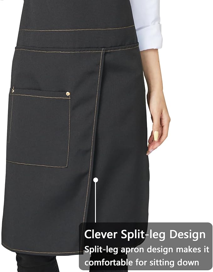 KITCHIEF Pottery Apron Split Leg, Cross Back Chef Apron - Image 2