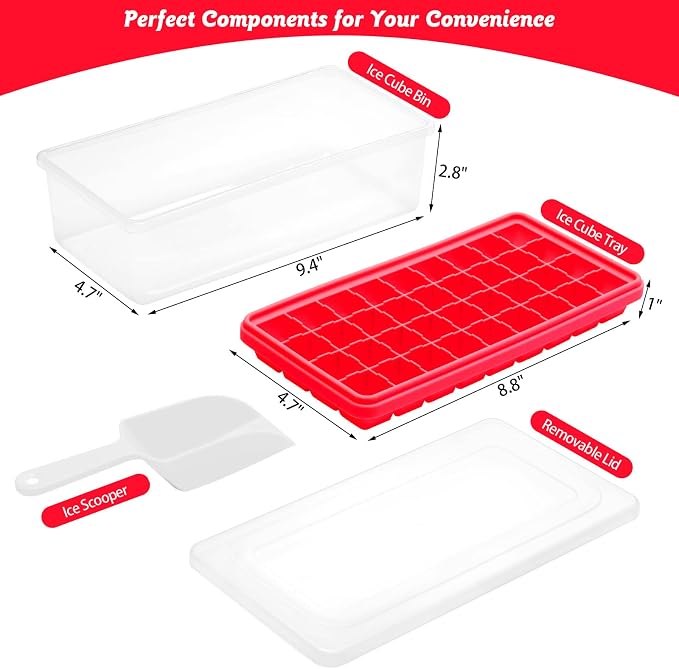 Silicone Ice Cube Tray with Leak-Proof Lid & Storage Bin - Image 2