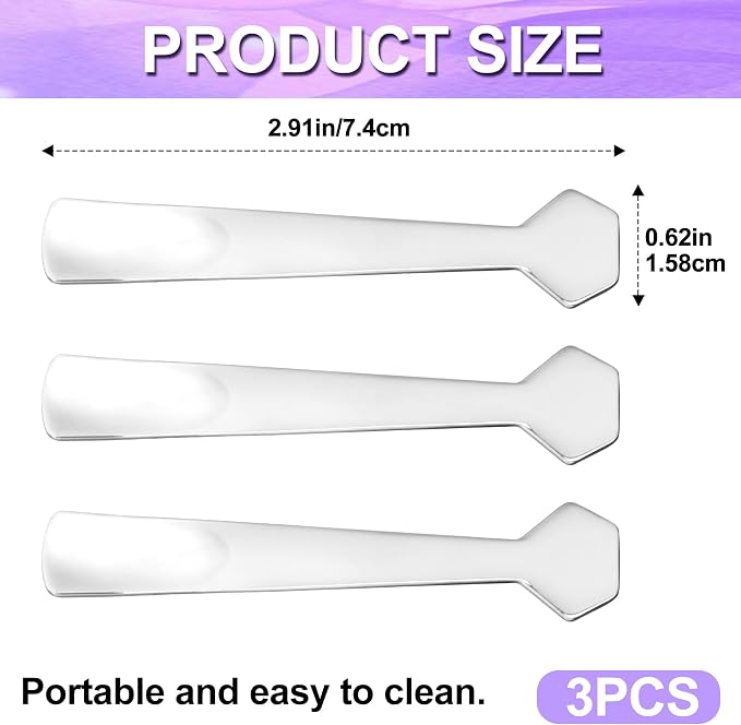 Pndeyo 3pcs Mini Stainless Steel Makeup Spatula, Reusable Cosmetic Cream - Image 2