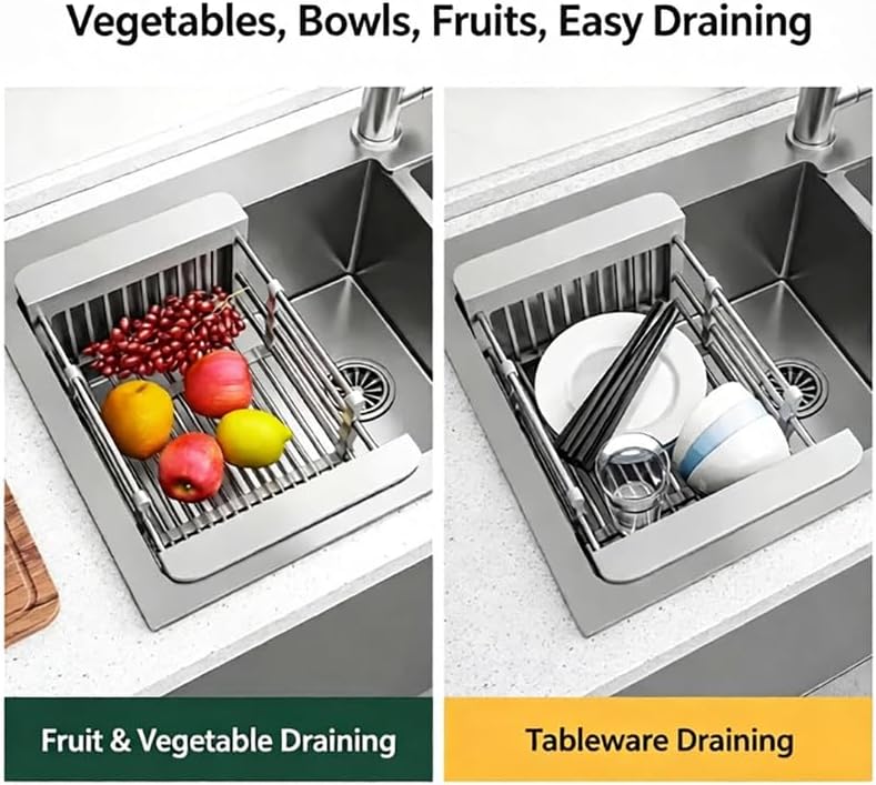 Expandable Stainless Steel Sink Drying Rack, Adjustable Over Sink