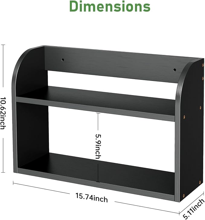 ROMGUAR CRAFT 2 Tier Bamboo Spice Rack, Countertop or Wall Mounting Wood Spice - Image 3