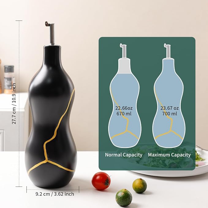 BosilunLife Ceramic Olive Oil Dispenser Bottle, 14 Oz Oil Cruet - Image 3