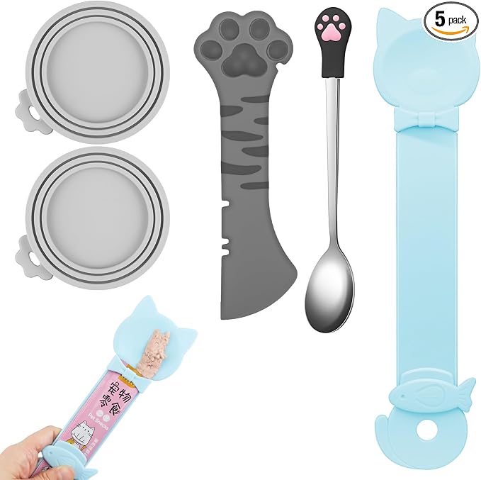 5 PCS Cat Food Can Covers Lids Set, Silicone Pet Food Can Lids by Unknown