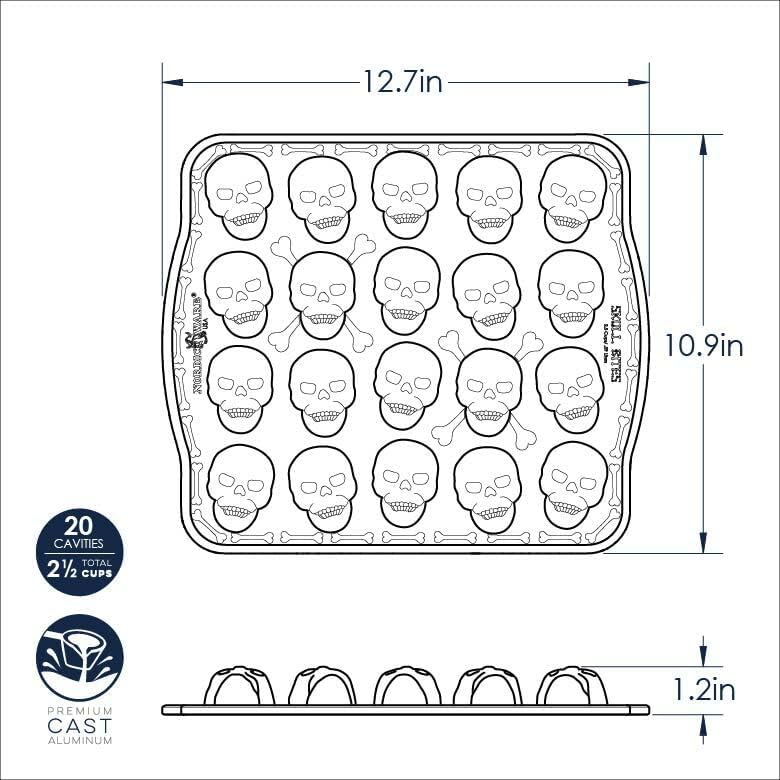 Nordic Ware Skull Bite Cakelet, 2.5 Cups, Bronze
