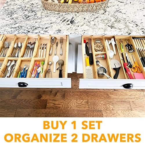 SpaceAid Bamboo Drawer Dividers with Inserts and Labels, Kitchen