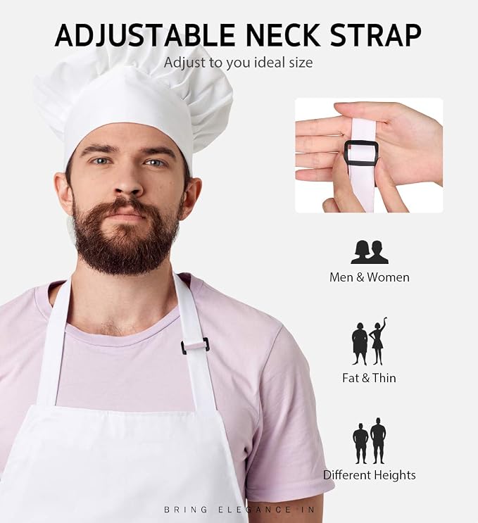 Syntus 12 Pack Bib Apron, Unisex Aprons Adjustable 100% Cotton - Image 4