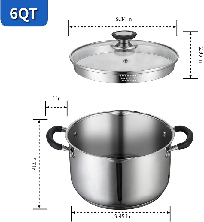 SLOTTET 6 Quart Stainless Steel Stock Pot - Image 6